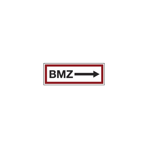 Feuerwehrzeichen Textschild »BMZ Pfeil rechts« 29,7 x 10,5 cm Folie (0,4 mm)