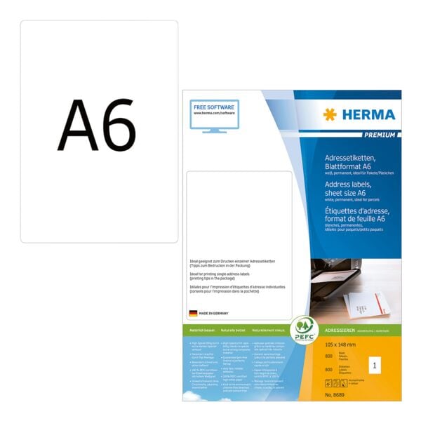 Herma Adressetiketten DIN A6 »Premium 8689« 105 x 148 mm 800 Etiketten weiß