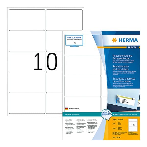 Image of 1000er-Pack wieder haftende Etiketten (groß)