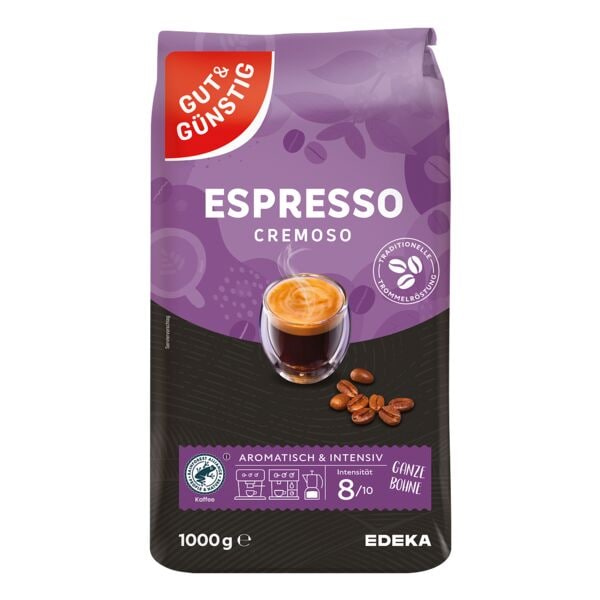 Gut und Günstig Espresso »Cremoso« Kaffeebohnen 1 kg braun