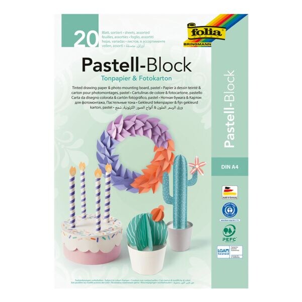 Tonpapier- und Fotokarton-Block »PASTELL« A4 (20 Blatt)