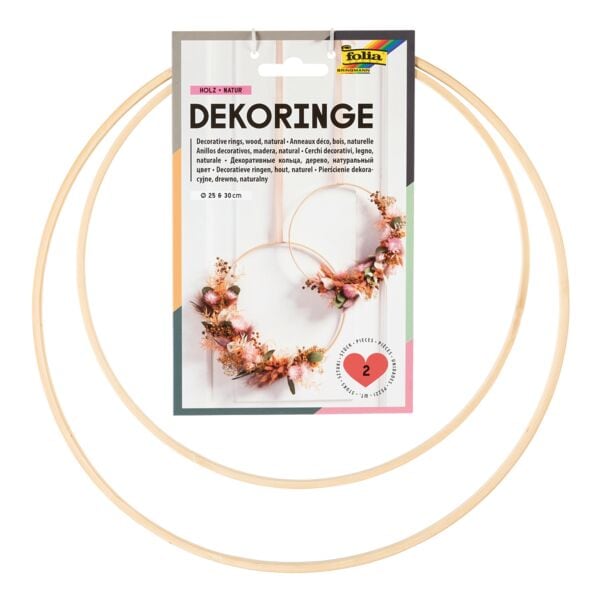 folia 2er-Set Deko-Ringe Holz braun