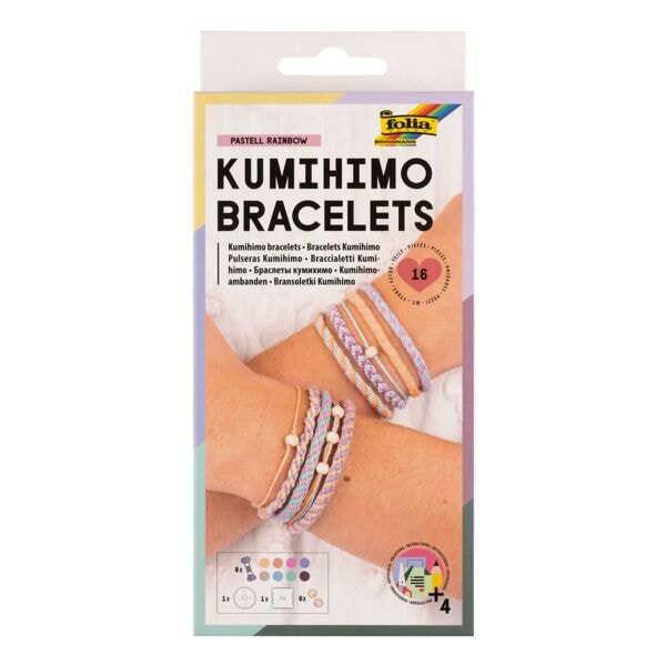 Folia Kumihimo Armbänder »Pastell Rainbow« Mehrfarbig