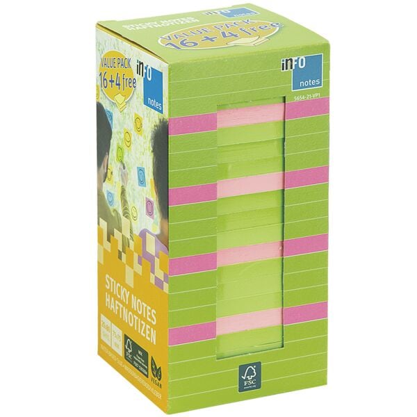 inFo 20er-Pack Haftnotizen »Brilliant« 20 x 80 Blatt Vorteilspack grün - Papier