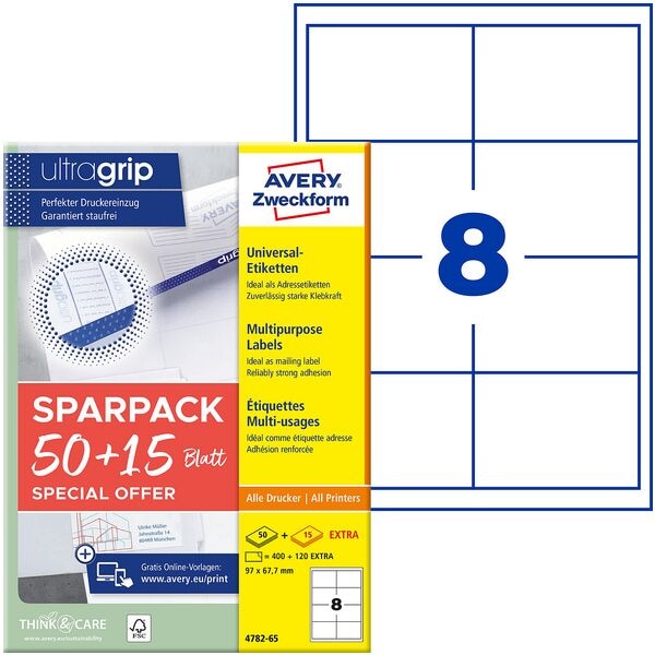 Universaletiketten permanent weiß 97x67,7 mm 520 Stück 4782-65