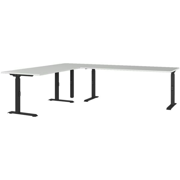 Germania-Werke Eckschreibtisch höhenverstellbar (mechanisch) »Agenda« 3-teilig, 2 Schreibtische grau, 260x91x220 cm