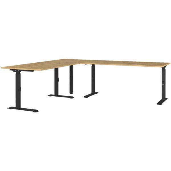Germania-Werke Eckschreibtisch höhenverstellbar (mechanisch) »Agenda Home« 3-teilig, 2 Schreibt braun, 240x91x220 cm