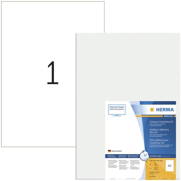 Herma 10 Folien-Kraftklebe-Etiketten »9542« 420 x 297 mm weiß