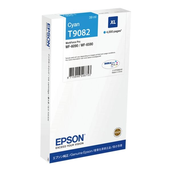 Epson Tintenpatrone »C13T90824N« T9082XL blau