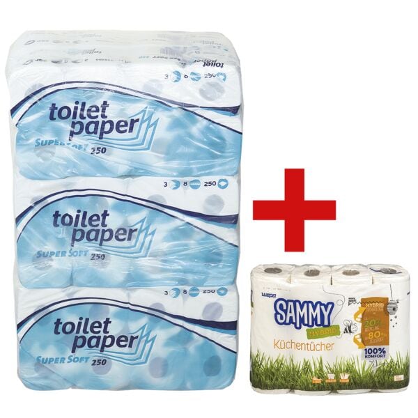wepa Toilettenpapier »Super Soft« 3-lagig - 72 Rollen inkl. Küchenrolle »cleaner hybr weiß