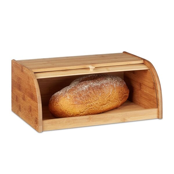 relaxdays Brotkasten aus Bambus breit braun, 40x16.5x27.5 cm