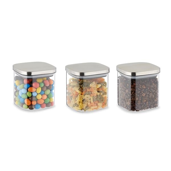 relaxdays 3er-Set Vorratsgläser mit Deckel - 600 ml weiß, 10.5 cm