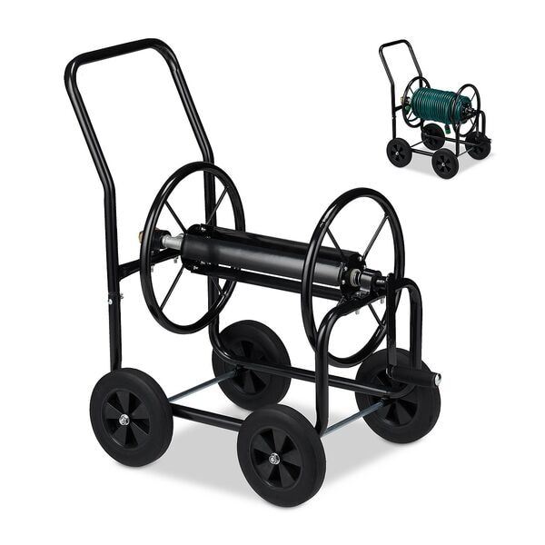 relaxdays Schlauchwagen Metall schwarz silber