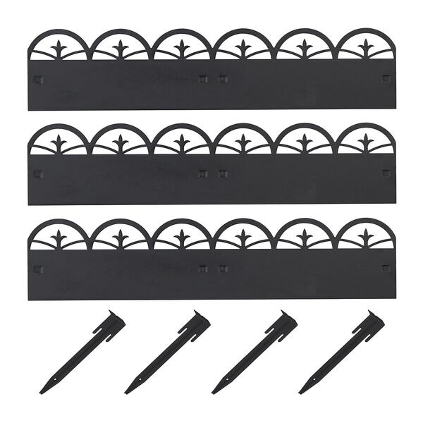 relaxdays Rasenzaun aus Metall schwarz