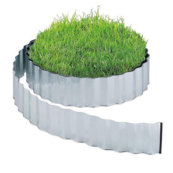 Relaxdays Rasenkante 15m Aus Metall Silber