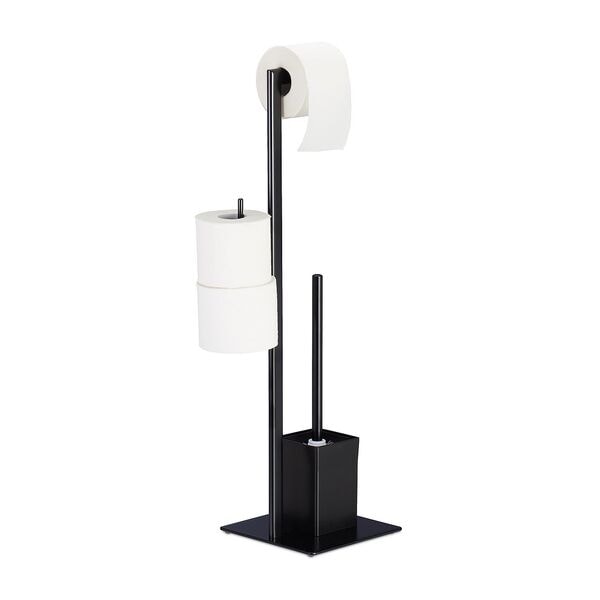relaxdays 3-in-1 WC-Garnitur mit Toilettenpapierhalter und Ersatzrollenhalter, 25x72 cm
