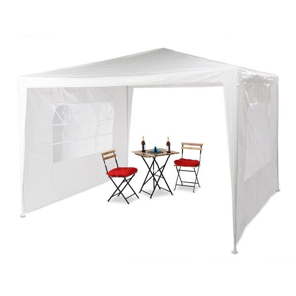 Relaxdays Pavillon 3x3m Mit 2 Seitenteilen Weiß