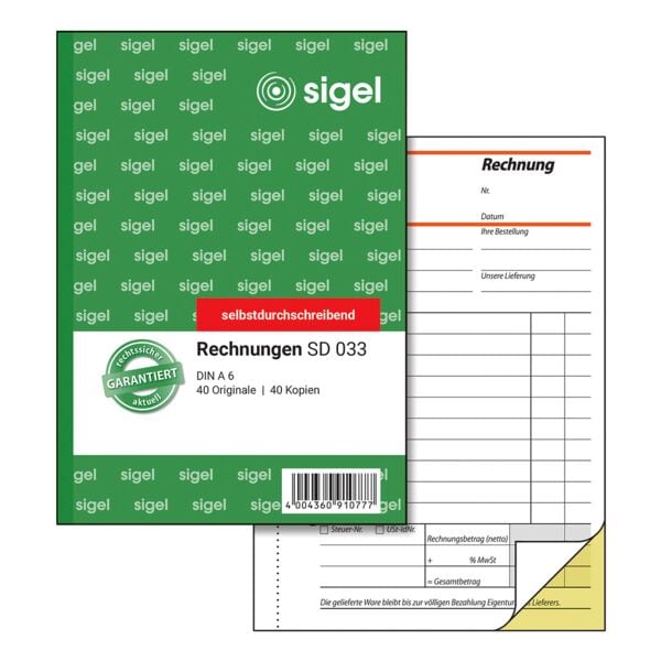 Sigel Formularbuch »Rechnung« SD033 gelb, 14.8x10.5 cm