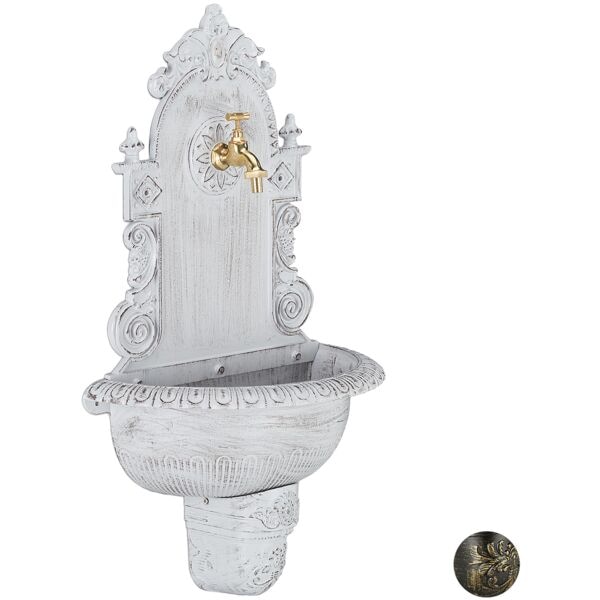 relaxdays Wandbrunnen »Antik« XL Weiß
