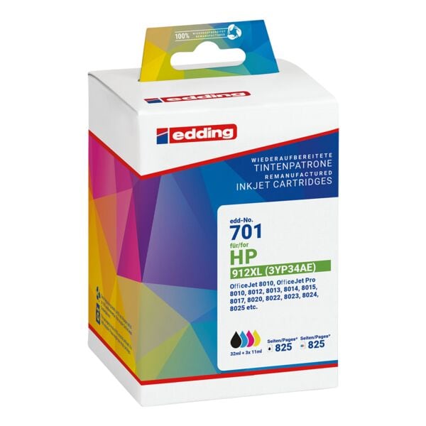 Edding Tintenpatronen-Set ersetzt HP »3YP34AE« HP 912XL schwarz