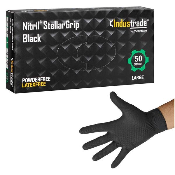 Meditrade 50er-Pack Nitril Einmalhandschuhe »Nitril&reg; StellarGrip« L schwarz, puderfrei schwarz