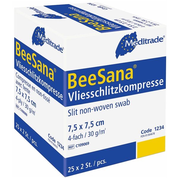 Meditrade Vliesschlitzkompresse 4-fach »BeeSana« 25 x 2 Stück