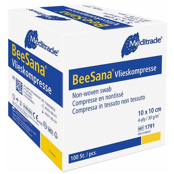 Meditrade 100er-Pack Vlieskompresse »BeeSana« 10 x 10 cm - 30 g