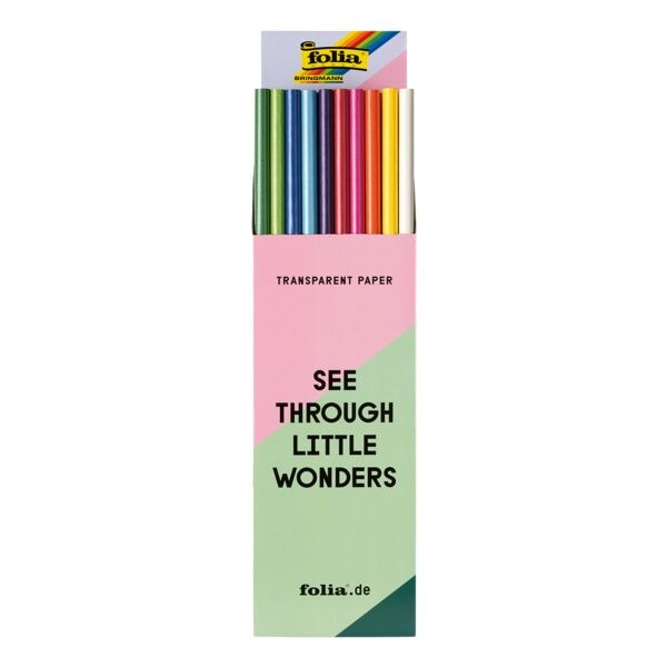 folia Transparentpapier 42 g/m² 10 Farben 70 x 100 cm 100 Rollen mehrfarbig, 70x100 cm