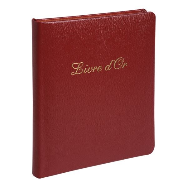 EXACOMPTA Gästebuch Alpillez Livre d'Or 140 Seiten einfarbig mit Goldschnitt Rot, 22x26 cm