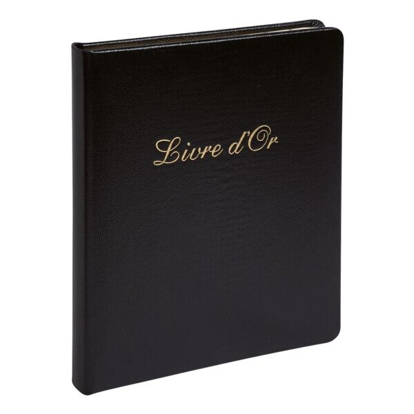 EXACOMPTA Gästebuch Alpillez Livre d'Or 140 Seiten einfarbig mit Goldschnitt Schwarz, 22x26 cm