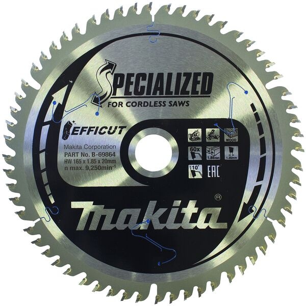 makita Kreissägeblatt »B-69864 EFFICUT« 165,0 mm 60 Zähne braun