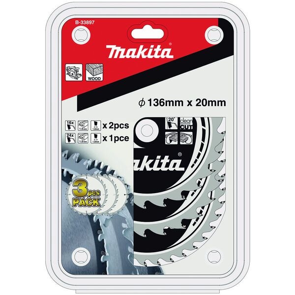 makita Kreissägeblätter-Set »B-33897« 136,0 mm 1x 24 Zähne / 2x 16 Zähne