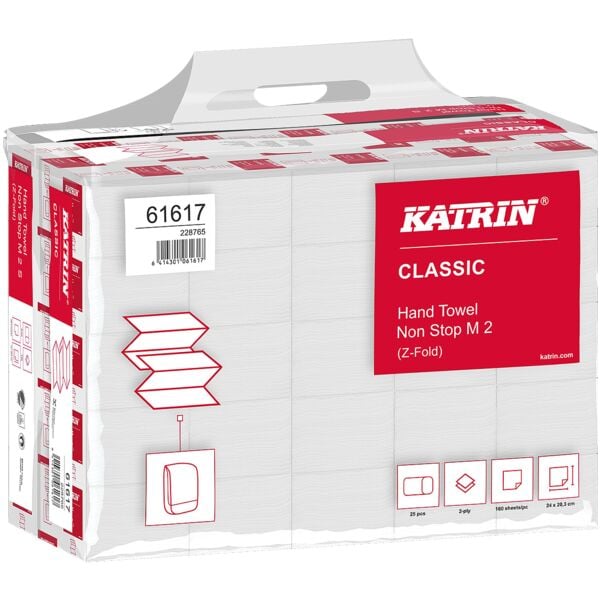 Katrin Papierhandtücher »Classic« 2-lagig weiß 25x 160 Tücher, 20.3 cm