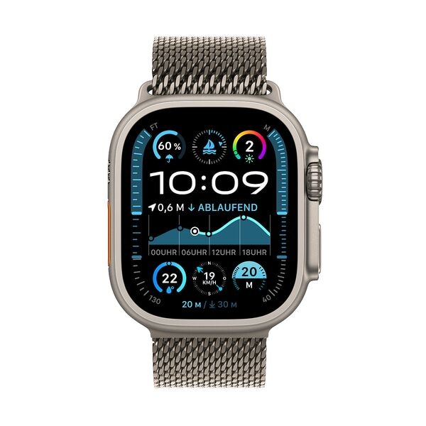 Apple Smartwatch Apple Watch Ultra 2 Titanium Cellular + GPS Milanaise Titan Armband n