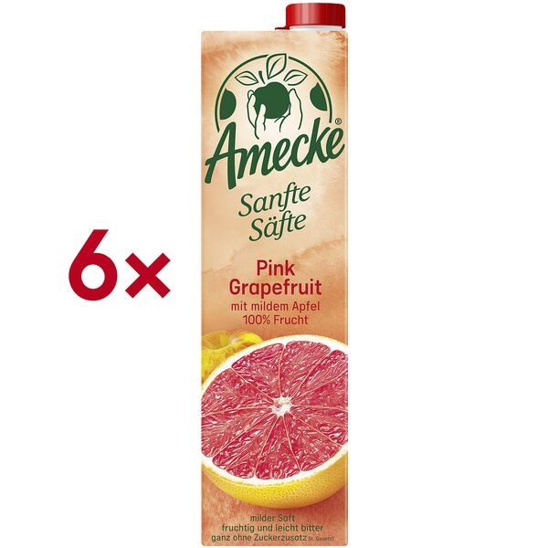 Amecke 6er-Pack Fruchtsaft »Sanfte Säfte Pink Grapefruit-Apfel-Sweetie« 1 Liter pink