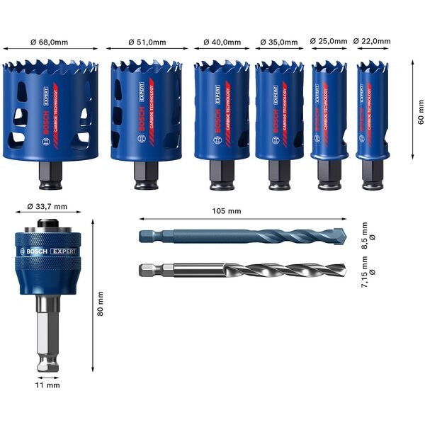 BOSCH Lochsägen-Set »EXPERT Tough Material« 9-teilig