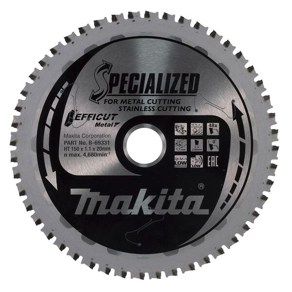 makita Kreissägeblatt »B-69331, EFFICUT« 150,0 mm 48 Zähne silber
