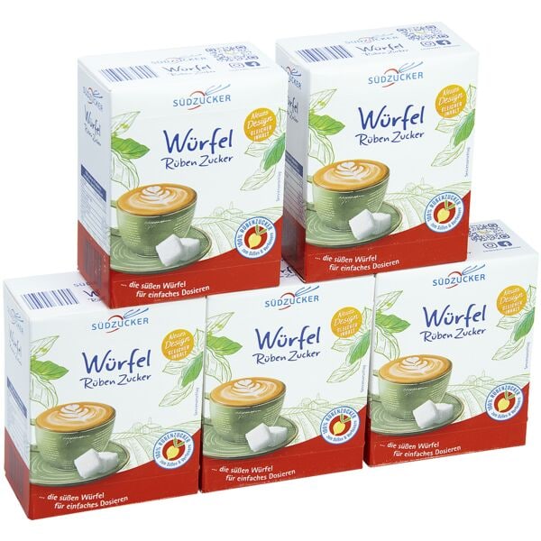Südzucker 5er-Aktions-Set: 5x Würfelzucker lose 168 Portionen 500g