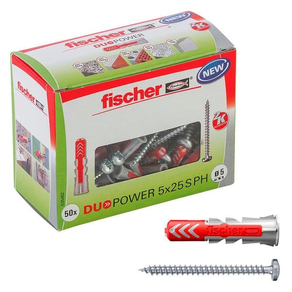 fischer Dübel mit Schrauben »DuoPower 5x25 S PH 2K« 50 Stück