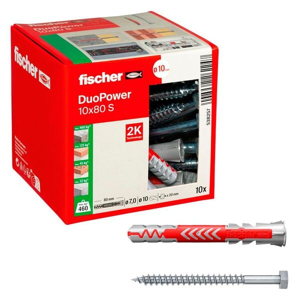 fischer Dübel mit Schrauben »DuoPower 10x80 S 2K« 10 Stück