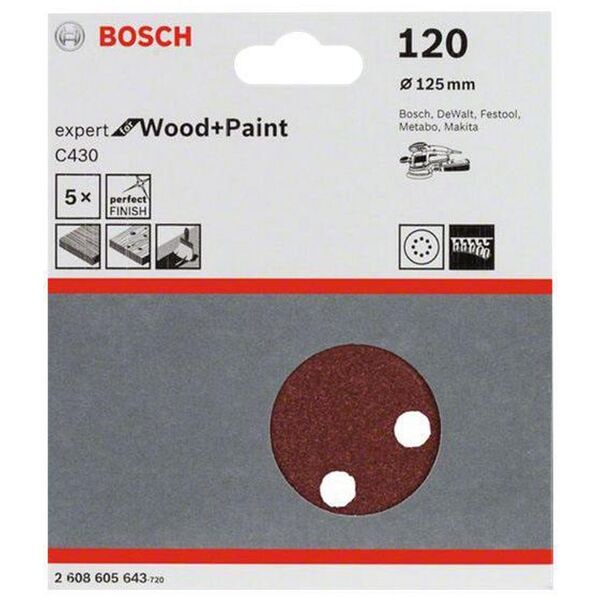 BOSCH Schleifblätter »C430 Expert for Wood and Paint« Körnung 120 5 Stück