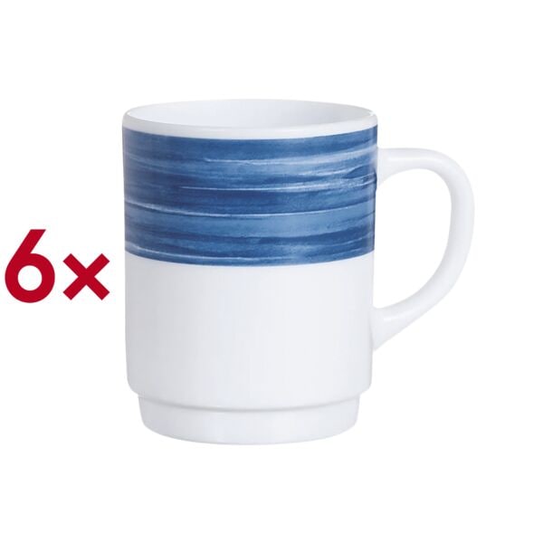 Arcoroc Becher Brush Bockbecher 25cl - 6 Stück 250 Ml 6 Stück Blau, 6.8x9 Cm