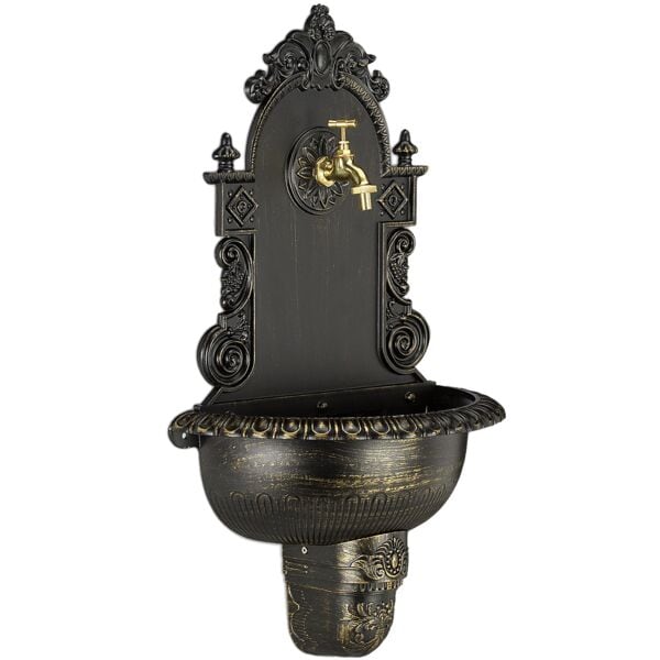 relaxdays Wandbrunnen XL Antik braun