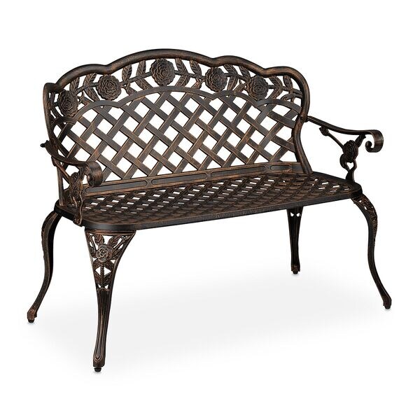 relaxdays Antike Gartenbank mit Rosenmuster, 101 cm