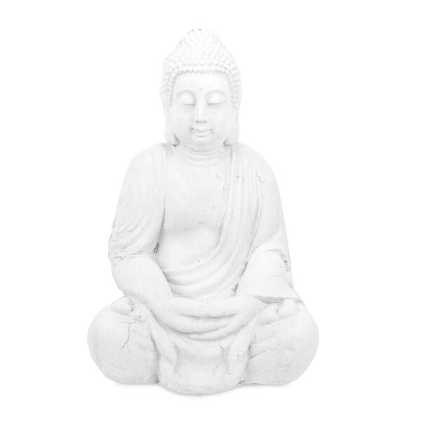 relaxdays Gartenfigur Buddha 70 cm weiß