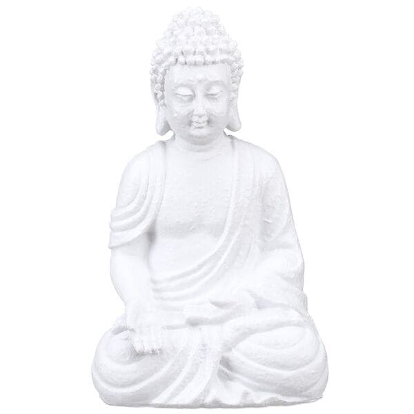 relaxdays Gartenfigur Buddha 30 cm weiß
