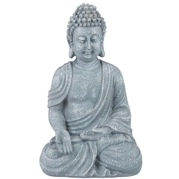 relaxdays Gartenfigur Buddha sitzend 30 cm grau