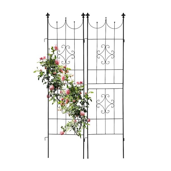 relaxdays 2er-Set Rankgitter Metall 183 cm Fleur-de-Lis