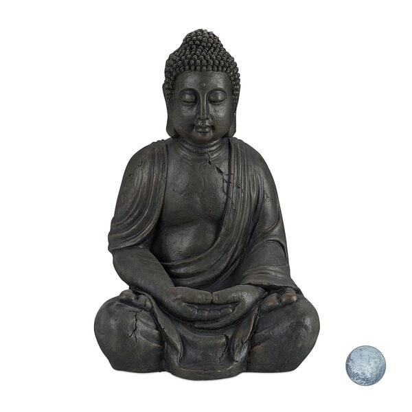 relaxdays Gartenfigur Buddha 70 cm anthrazit