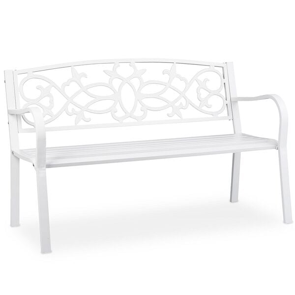 relaxdays Vintage Gartenbank für 2 Personen weiß, 120 cm